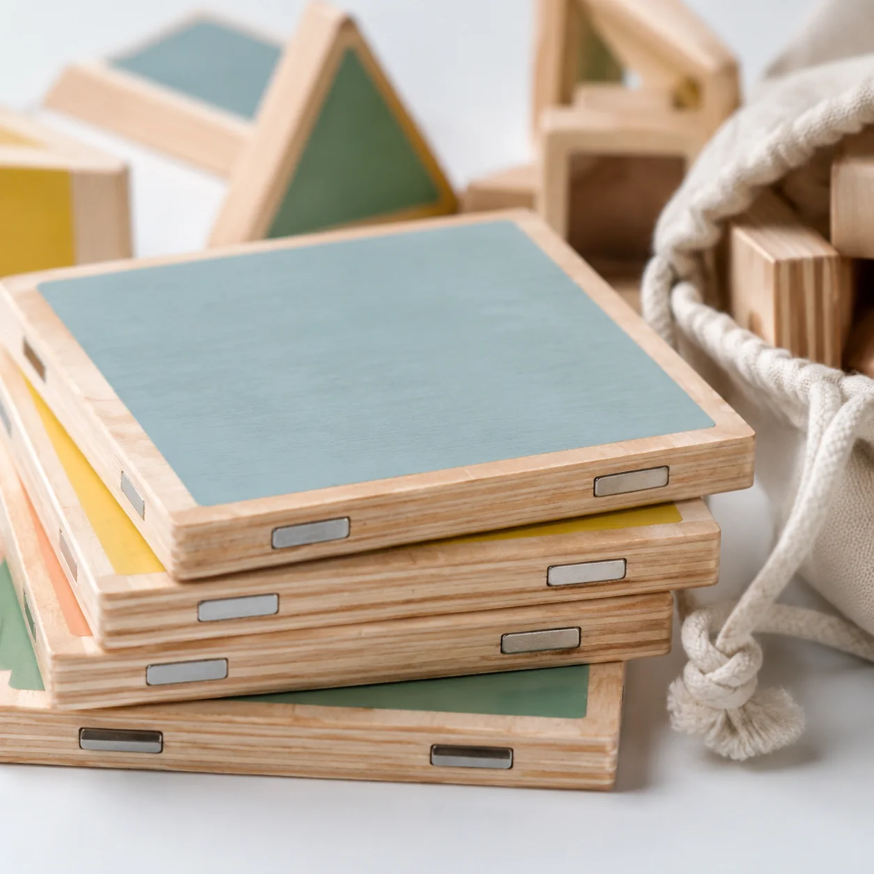 Magnetic Wooden Building Tiles 100 Piece Set - Image 2