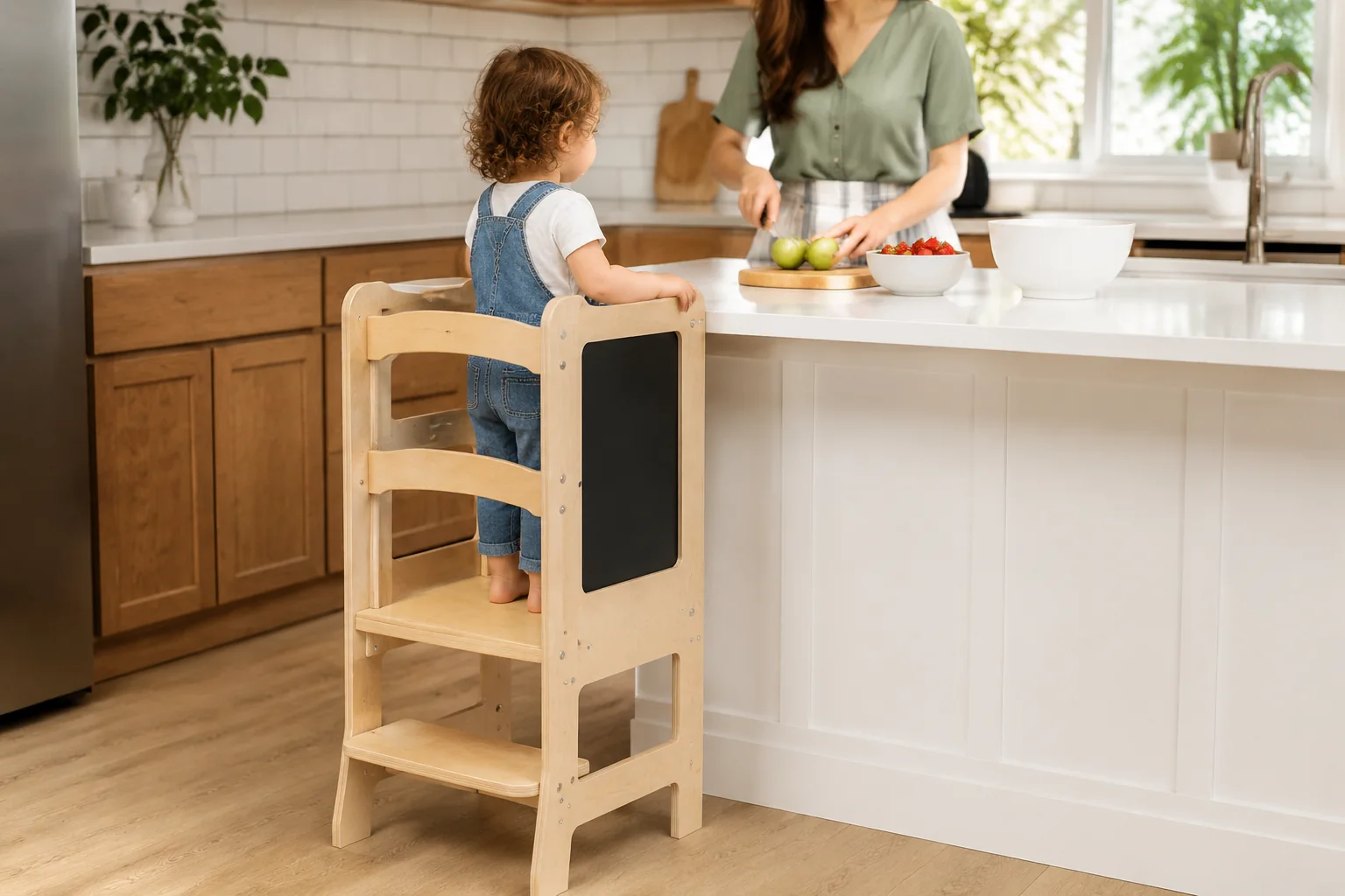 Toddler Learning Tower Helper Stool with Chalkboard - Image 3