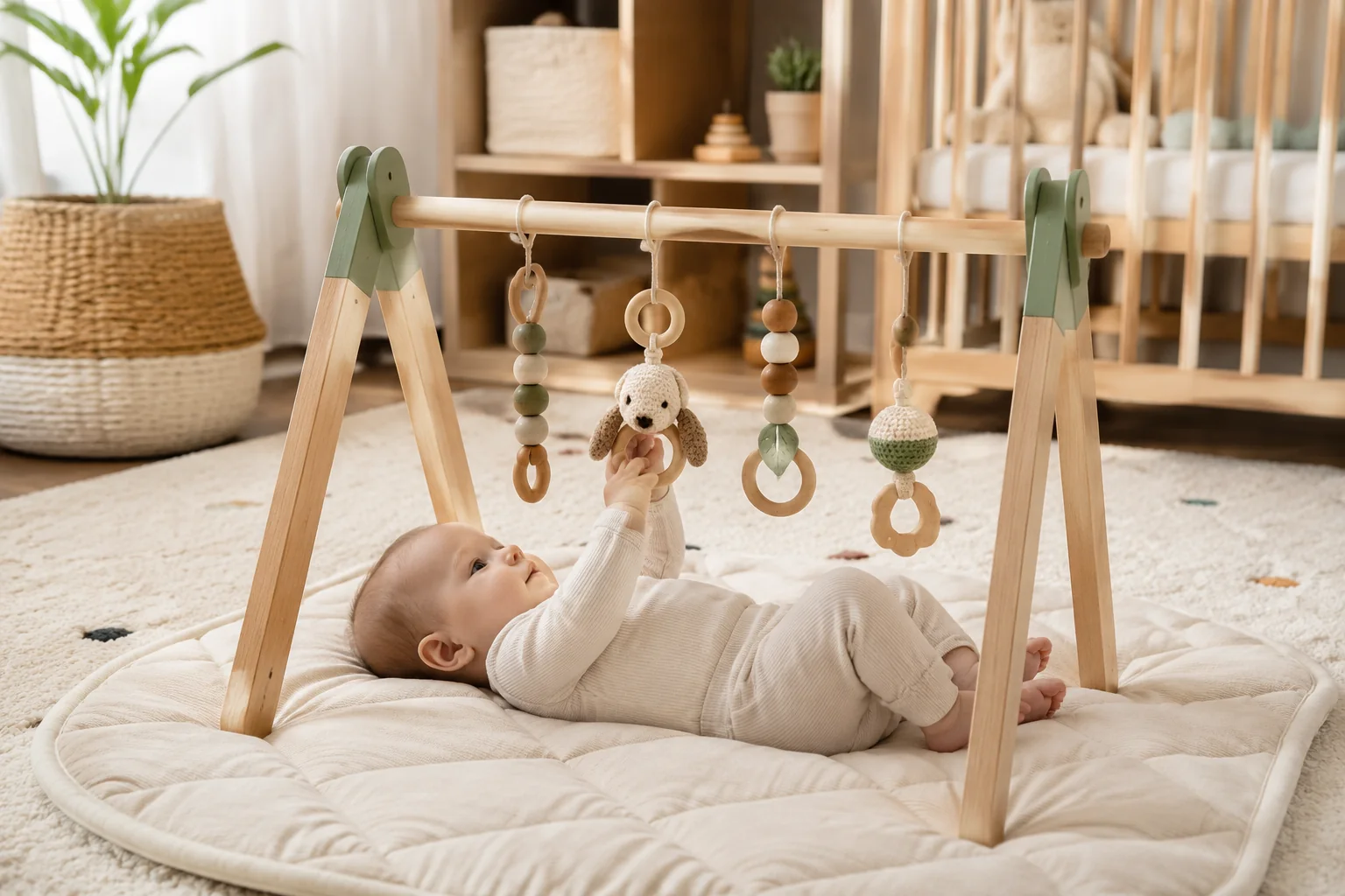 Wooden Baby Activity Gym with Sensory Toys - Image 3