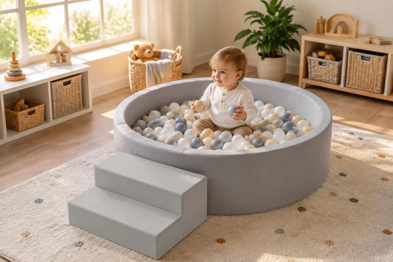 Baby Soft Play Ball Pit with Foam Steps - Image 3