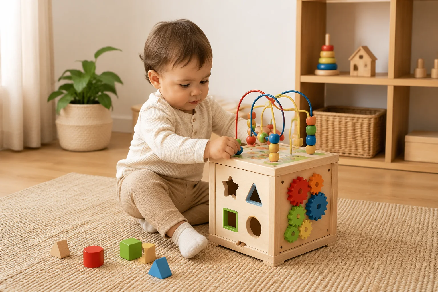 Montessori Wooden Activity Cube for Toddlers - Image 3