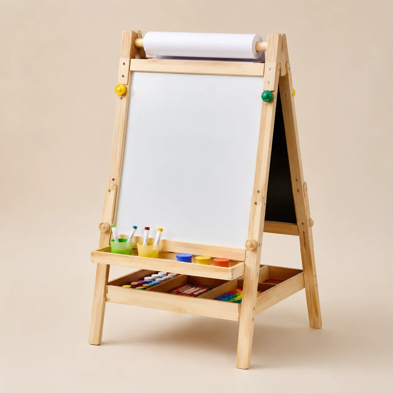 Toddler Art Easel with Paper Roll and Storage