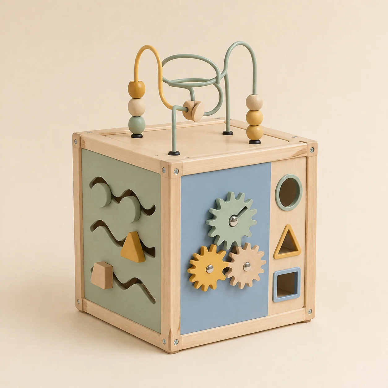Montessori Wooden Activity Cube for Toddlers