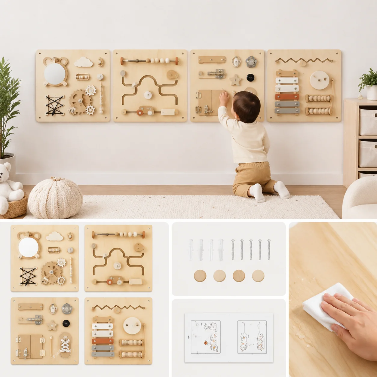 Montessori Toddler Busy Board Wall Panel Set - Image 4