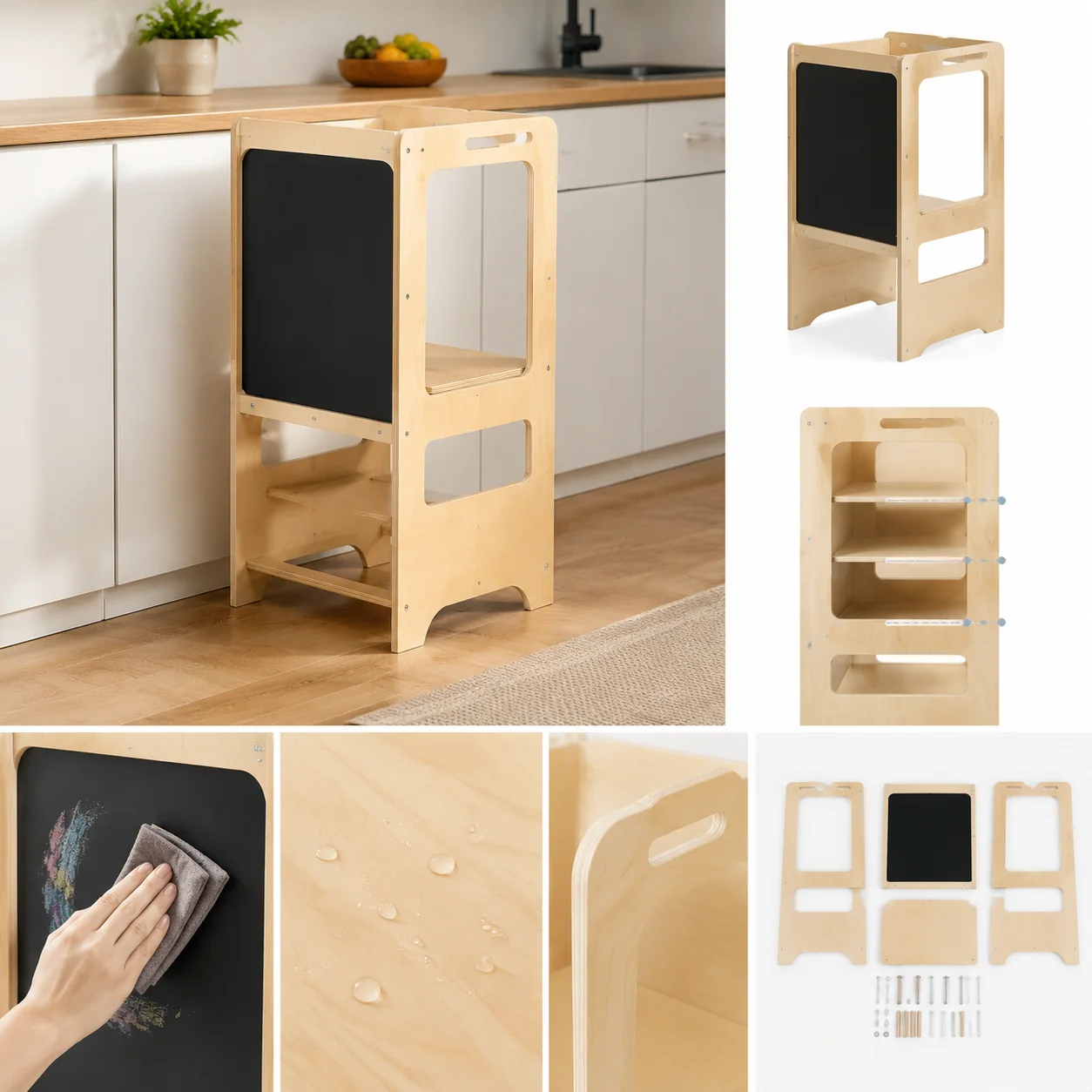 Toddler Learning Tower Helper Stool with Chalkboard - Image 4