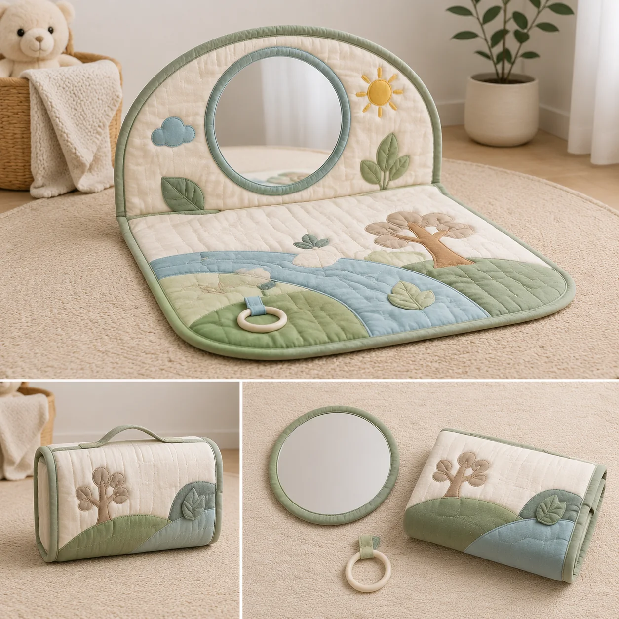 Baby Tummy Time Mirror and Sensory Play Mat - Image 4
